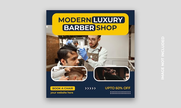 modern luxury Barber shop youtube thumbnail template salon web banner template