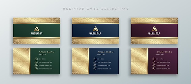 Modern Luxury Business Card Template Collection With Geometric Pattern