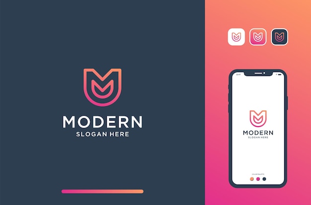 Modern m logo design in monoline style