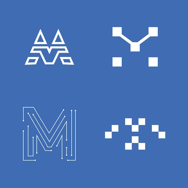 Modern M tech logo design