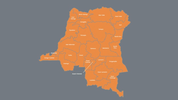 Modern Map of Democratic Republic of the Congo with Interactive Features Flat design