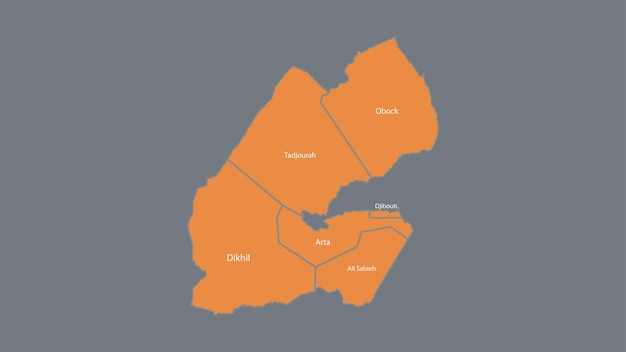 Vector modern map of djibouti with interactive features flat design djibouti outline map