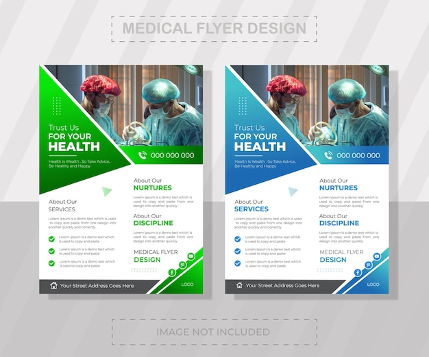 Modern Medical Clinic Healthcare Flyer Vector Template for a Promoting Business