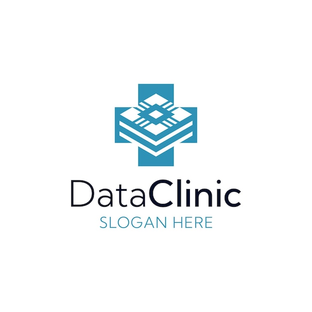 modern medical cross data clinic logo