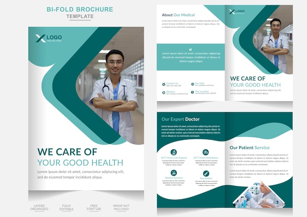 Modern medical healthcare Business bifold brochure Company Profile design template