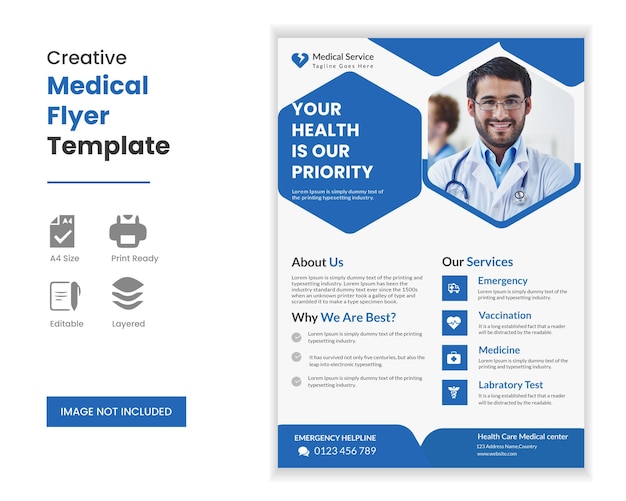 Modern medical healthcare flyer design template Premium Vector