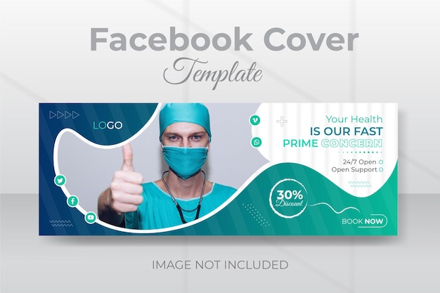 Modern medical healthcare services Facebook Cover design or business timeline banner template