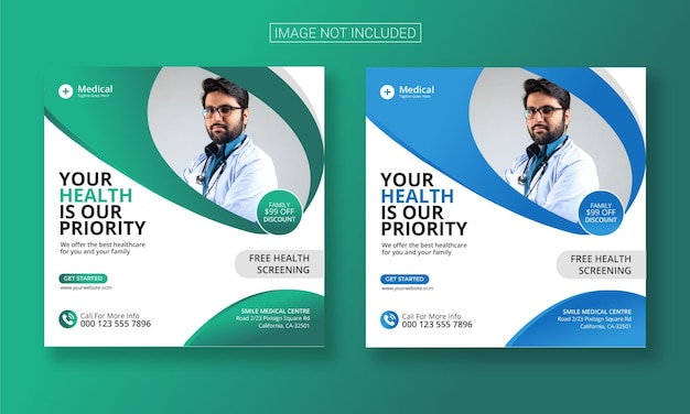 Modern medical healthcare social media post and flyer template