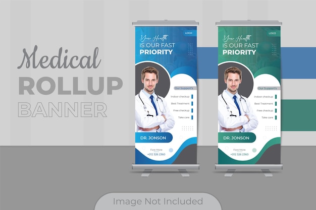 Modern medical rollup banner template for promoting business