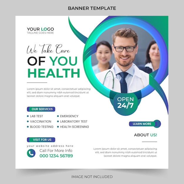 Modern medical social media banner and healthcare social media instagram post template design