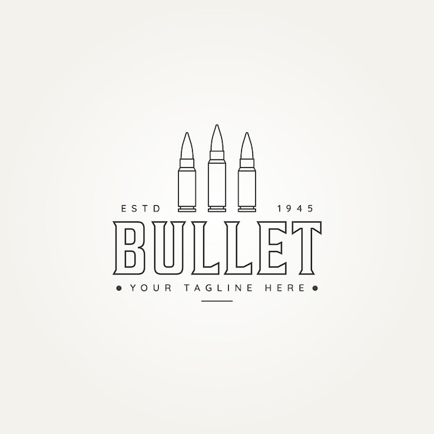 Modern military bullet ammo simple minimalist line art badge logo template vector illustration design