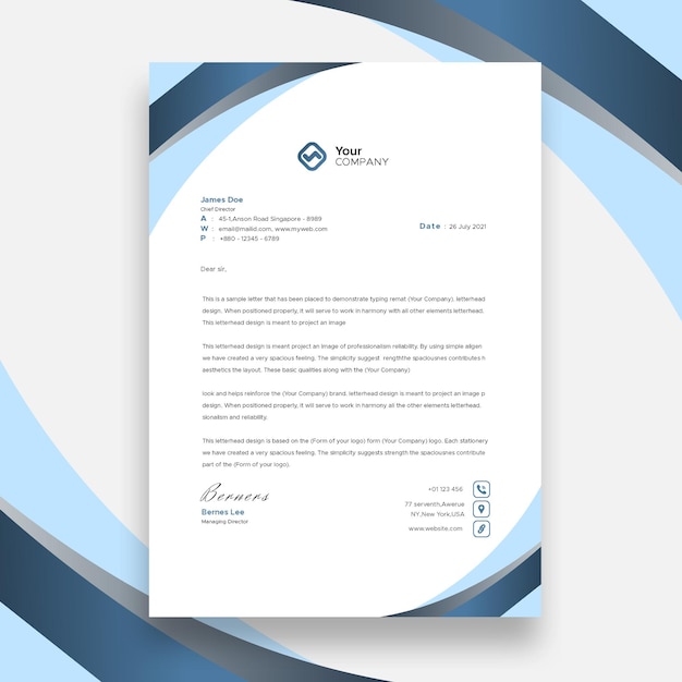 Modern minimal letterhead design template with abstract colored shapes