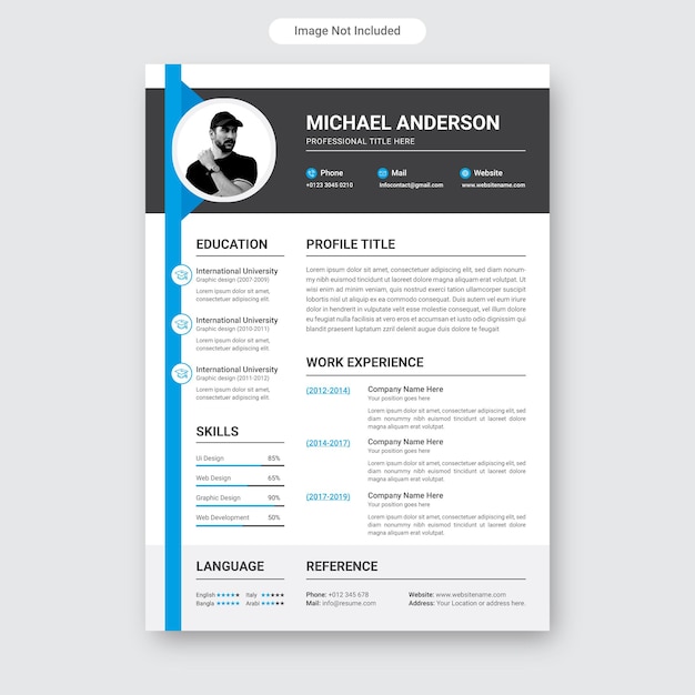 Modern Minimal Resume or CV profile template