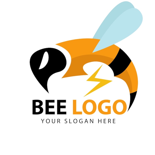 Modern minimalist art bee logo design illustration