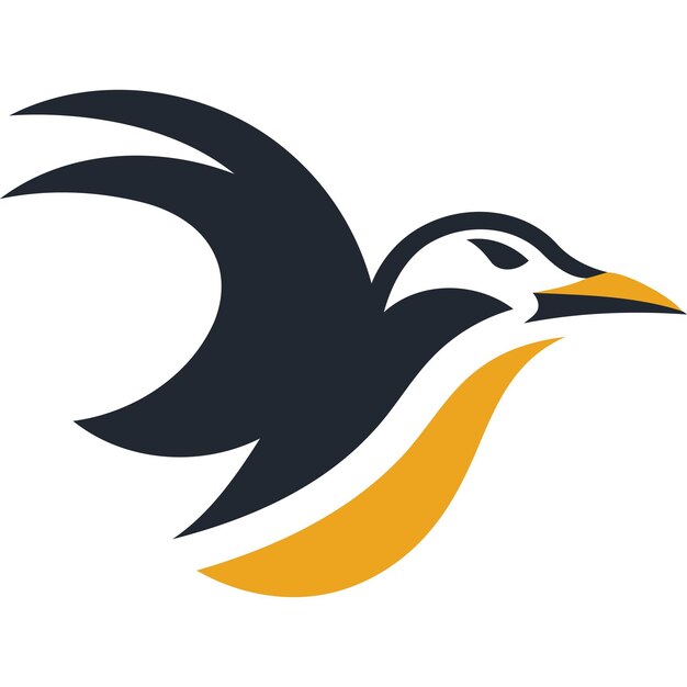 Modern minimalist bird logo design in black and yellow