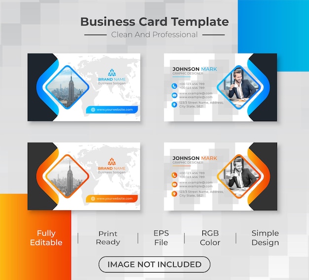 Modern and minimalist corporate business card template