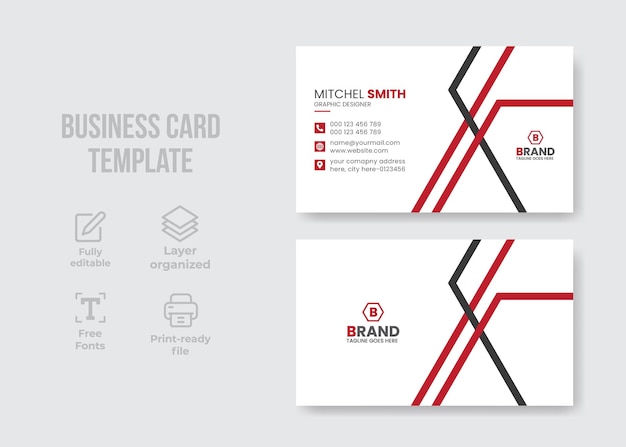 Modern minimalist corporate business creative business card design template premium vector