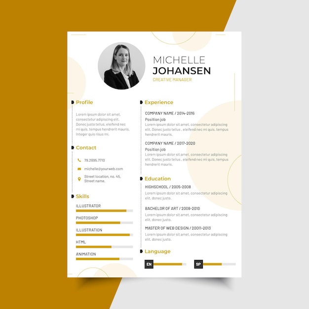 Modern minimalist cv template with photo