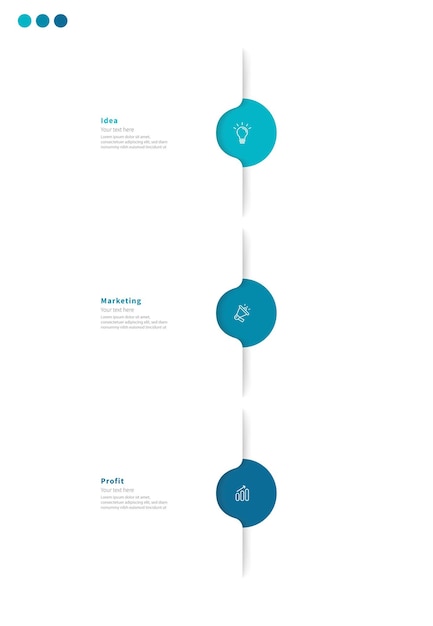 Vector modern minimalist elegant clean circular 3 steps editable diagram infographic design template vector