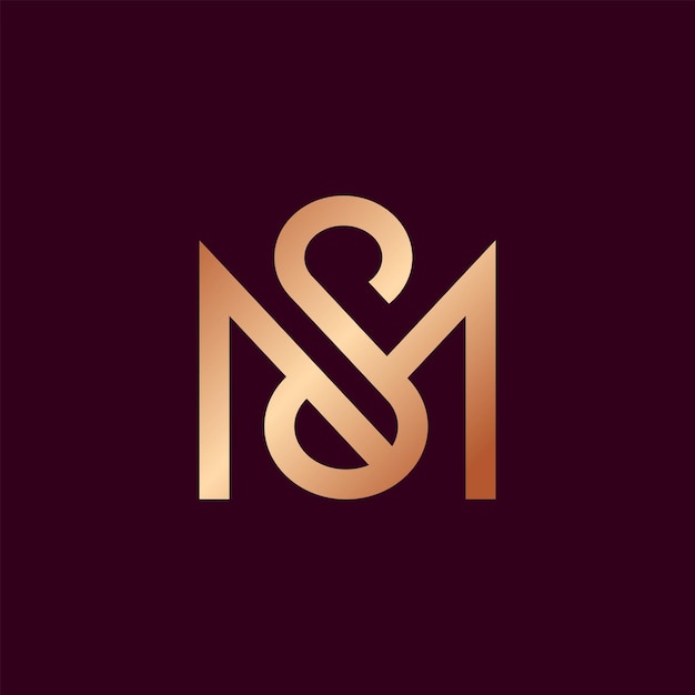 Modern minimalist elegant luxury SM monogram logo design