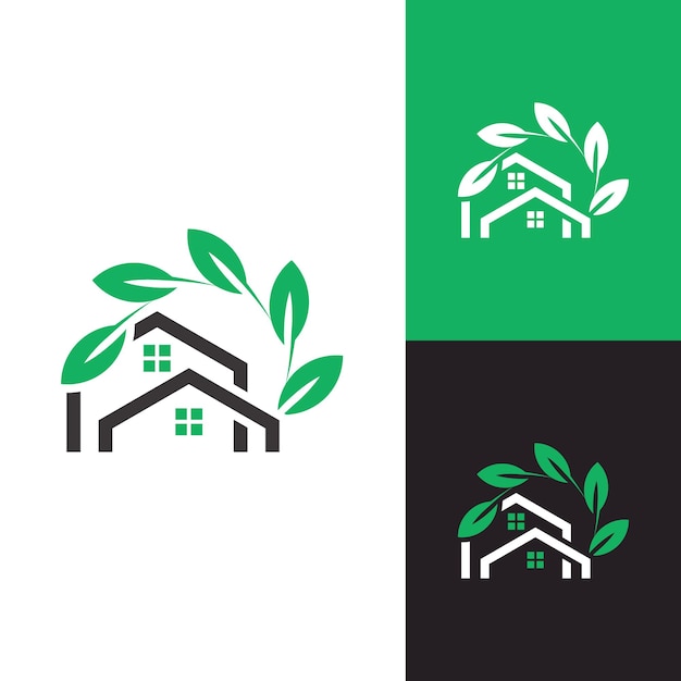 Modern Minimalist Garden House Logo for Landscaping Lawn Care Business Company Dealer etc