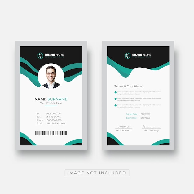 Modern and minimalist id card template Corporate company employee identity card template