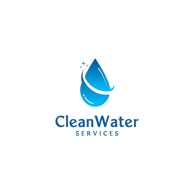 Modern and minimalist logo concept for water company plumber cleaning services and health care