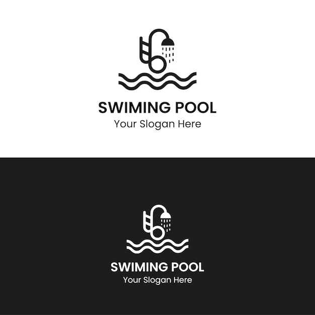 modern and minimalist swimming pool logo design template