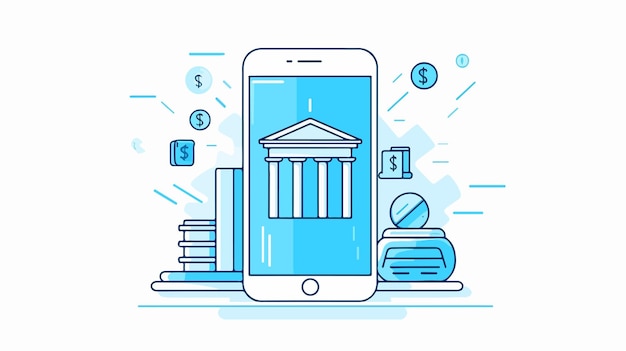 Vector modern mobile banking icon on white background