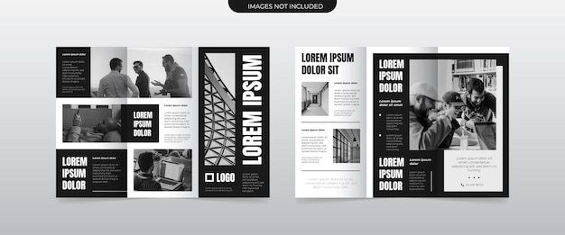 modern monochrome trifold brochure layout