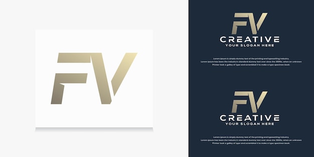 modern monogram initial f v logo template