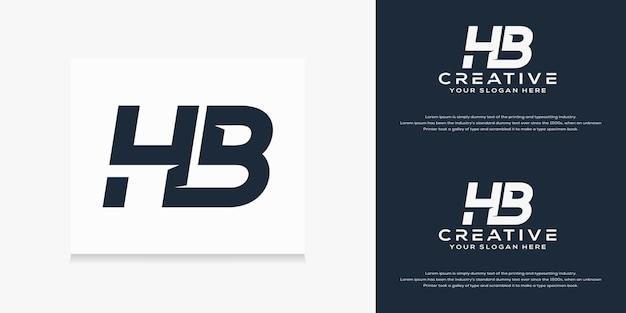 modern monogram initial h b logo template