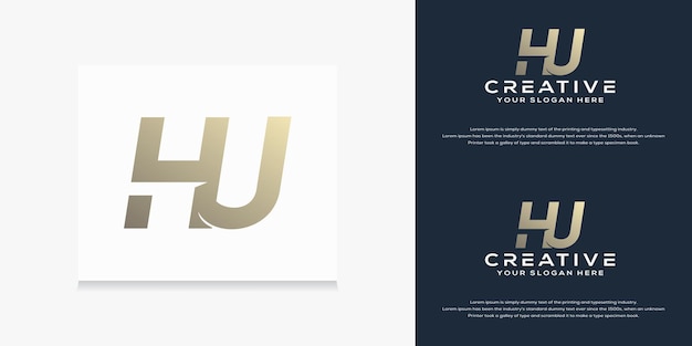 modern monogram initial h u logo template