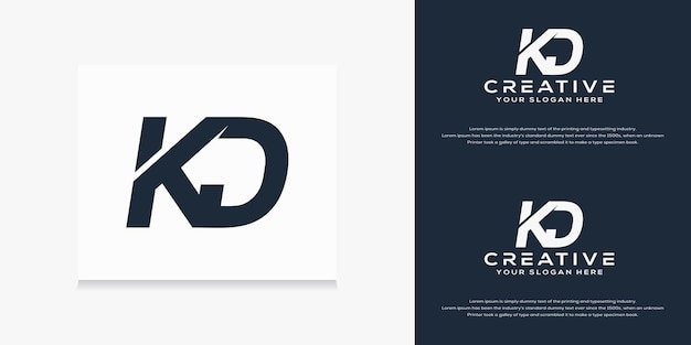 modern monogram initial k d logo template