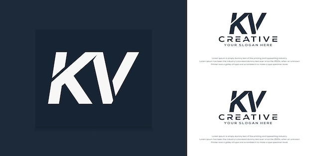 modern monogram initial k v logo template