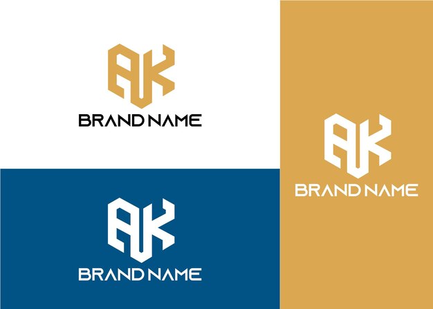 Modern monogram initial letter ak logo design template