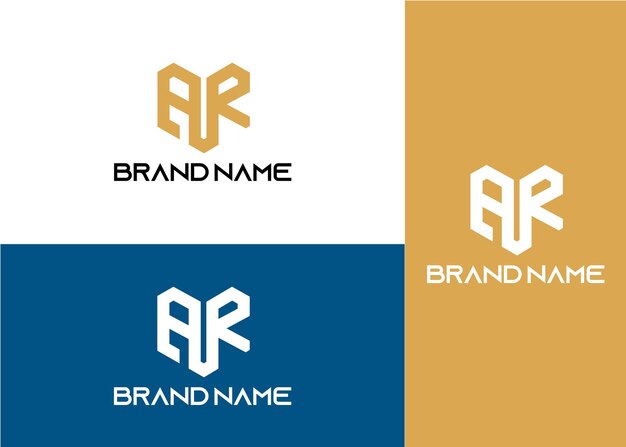 Modern monogram initial letter ar logo design template