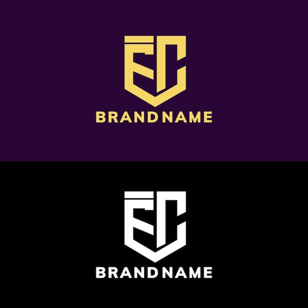 Modern monogram initial letter ec logo design template