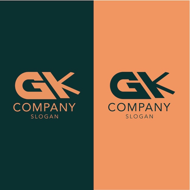 Modern monogram initial letter gk logo design template