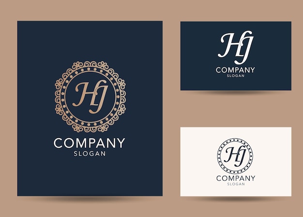 Vector modern monogram initial letter hj logo design template