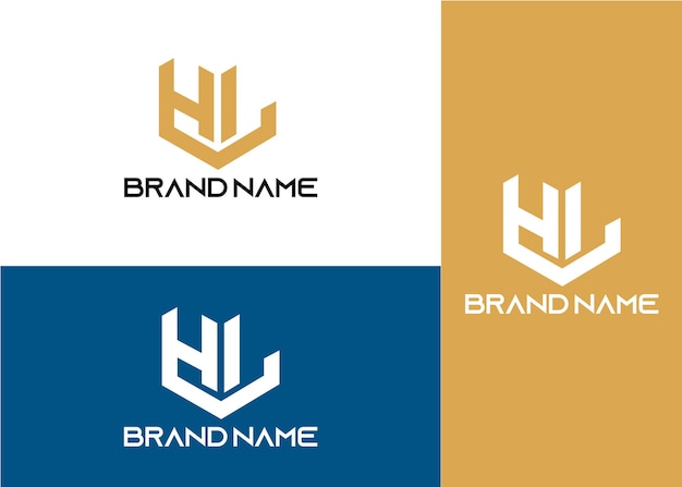 Modern monogram initial letter hl logo design template