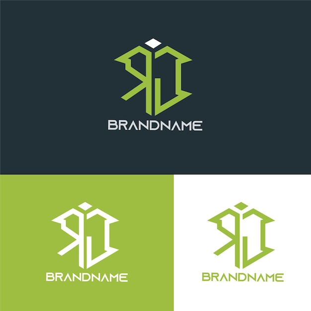 Modern monogram initial letter rj logo design template