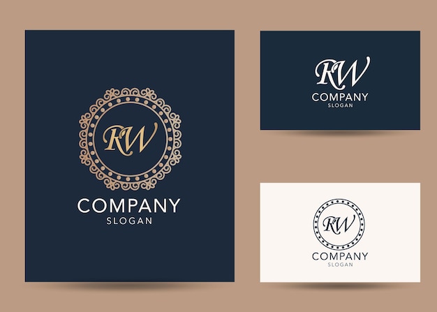 Modern monogram initial letter RW logo design template