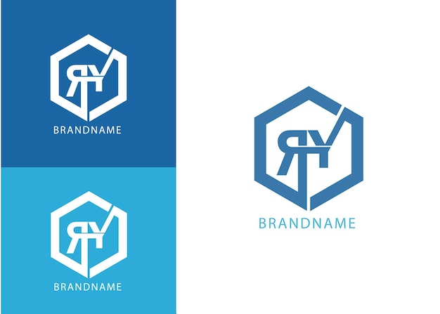 Modern monogram initial letter ry logo design template