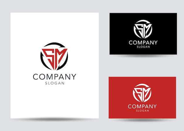 Modern monogram initial letter sm logo template