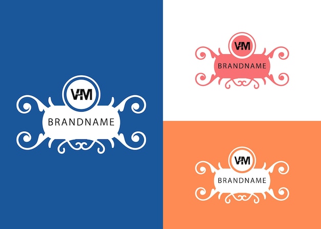 Modern monogram initial letter vm logo design template