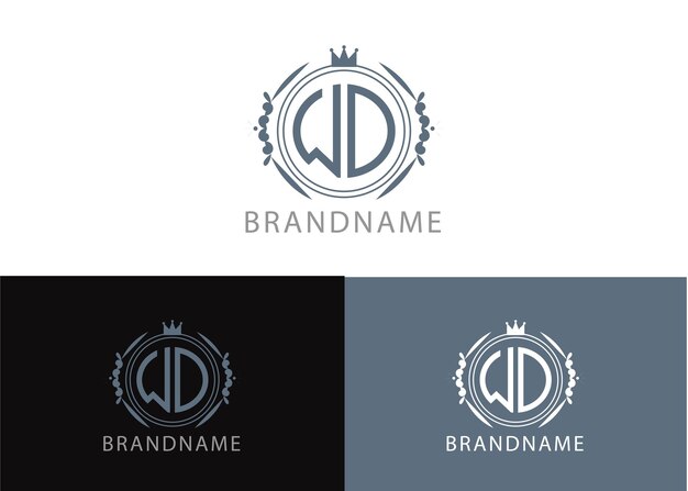 Modern monogram initial letter wd logo design template