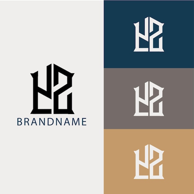 Modern monogram initial letter yz logo design template