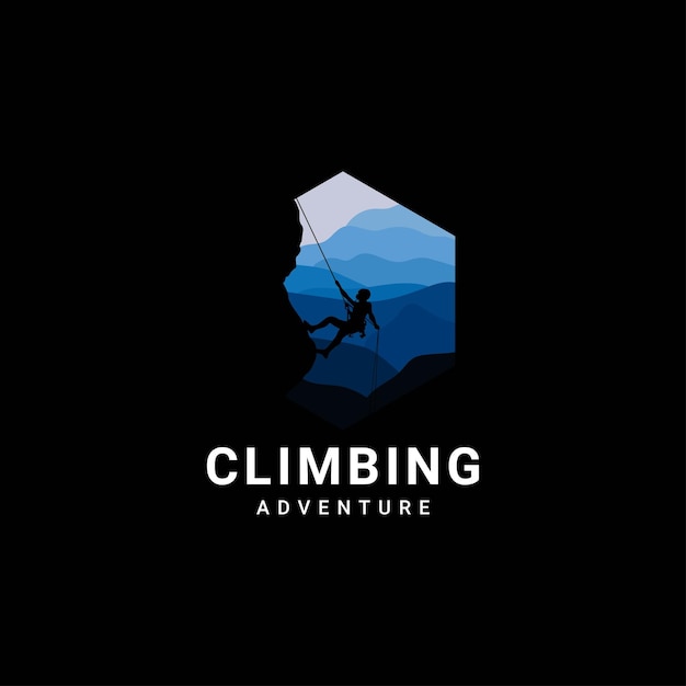 Modern Mountain And Rock Climbing Logo Badge Illustration