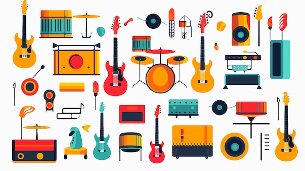 Modern Music Icons Design Flat Vector Isolated on White Background